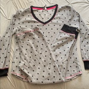 Black and gray polka dot pj set